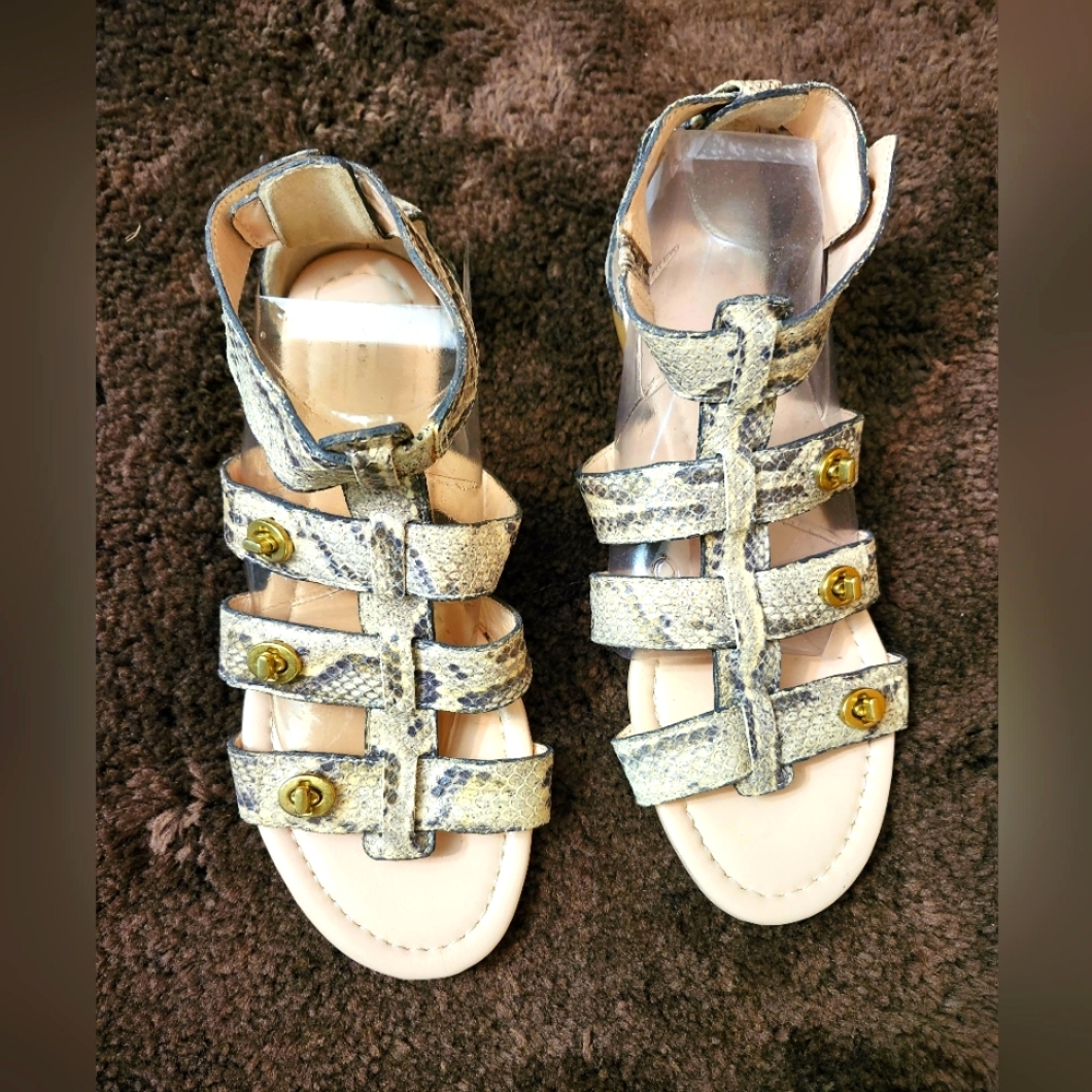Coach Snake Print Gladiator Sandals